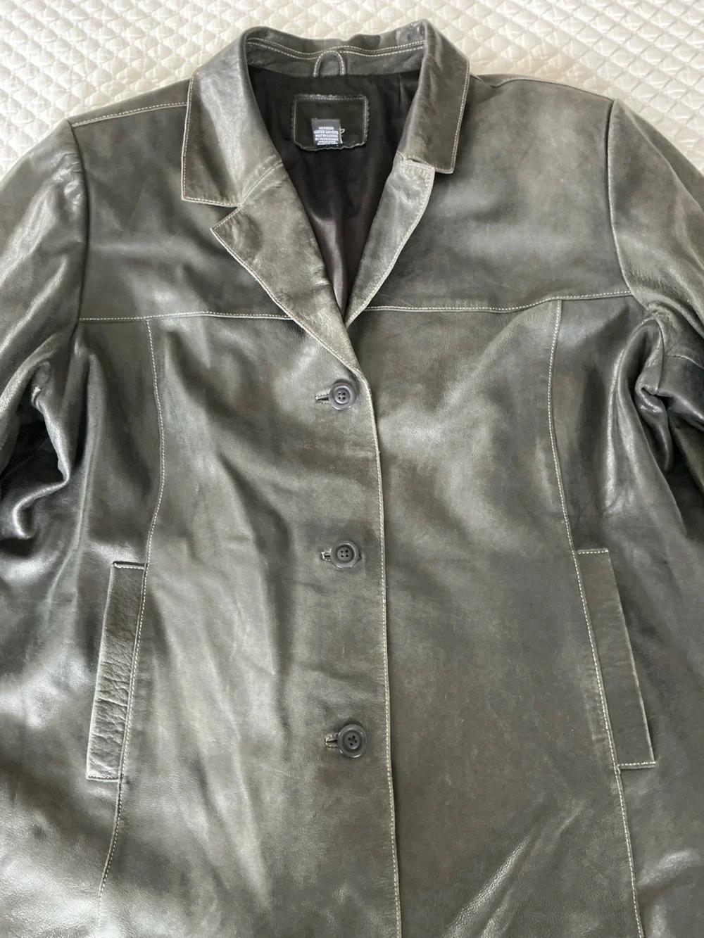 Vintage Mossimo Black Leather Blazer Jacket 24W Y2K